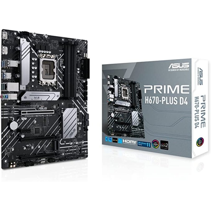 ASUS Prime Intel H670-PlUS D4 Pcie 4.0 Atx Motherboard, Black