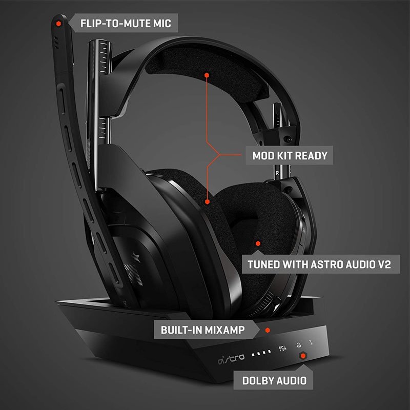 ASTRO A50 Wireless Gaming Headset with Charging Base Station