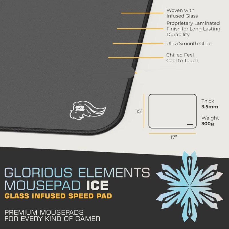 Glorious Elements Extra Large Gaming Mousepad - Ice (15