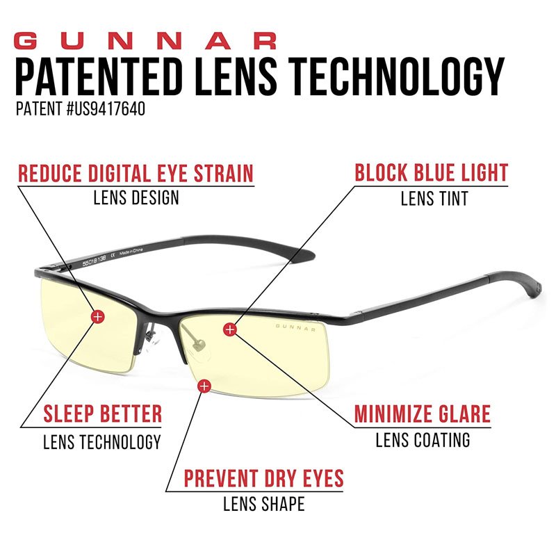 Gunnar Emissary Amber Lens Tint Onyx Frame Computer Glasses