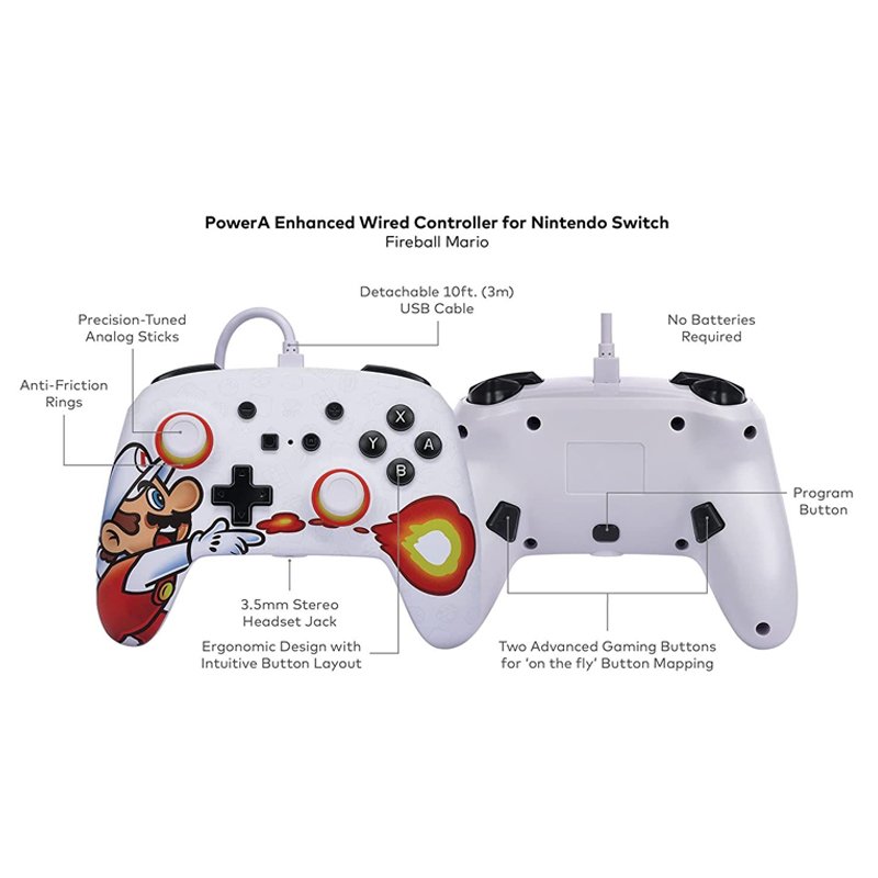 PowerA Nintendo Switch Enhanced Wired Controller - Fireball Mario