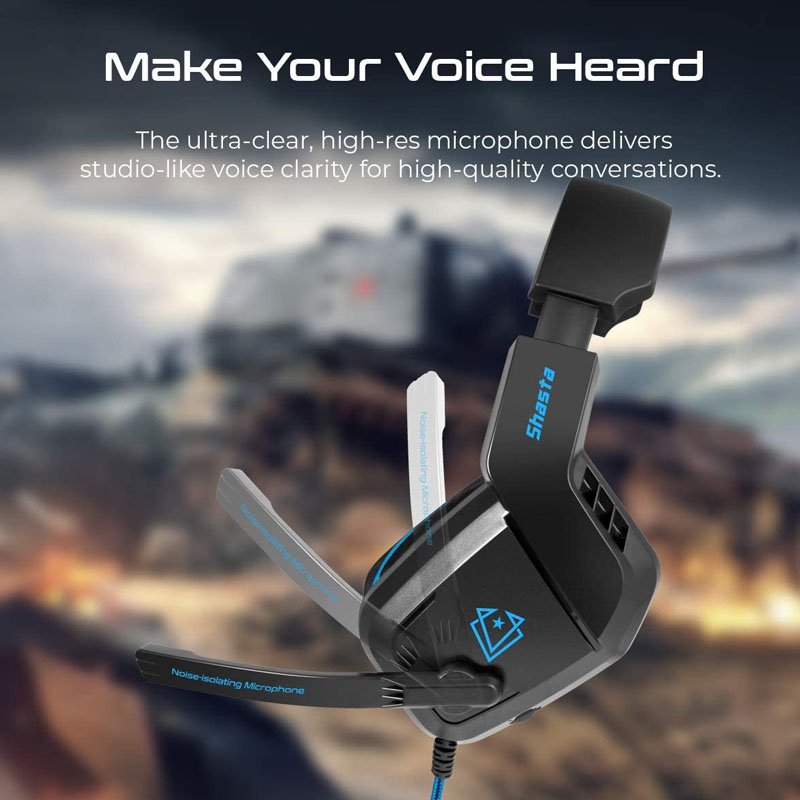 Vertux Shasta Ambient Noise Isolation Over-Ear Gaming Headset - Blue