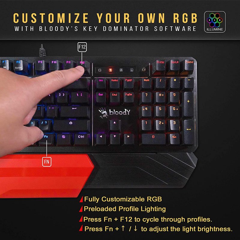A4tech Bloody B975 Linear Optical Switch RGB Gaming Keyboard img 1