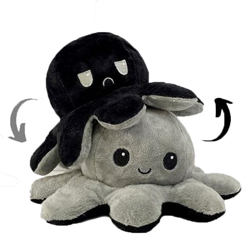 Octopus Mood Plushie Double-Sided Flip Reversible Big 30cm