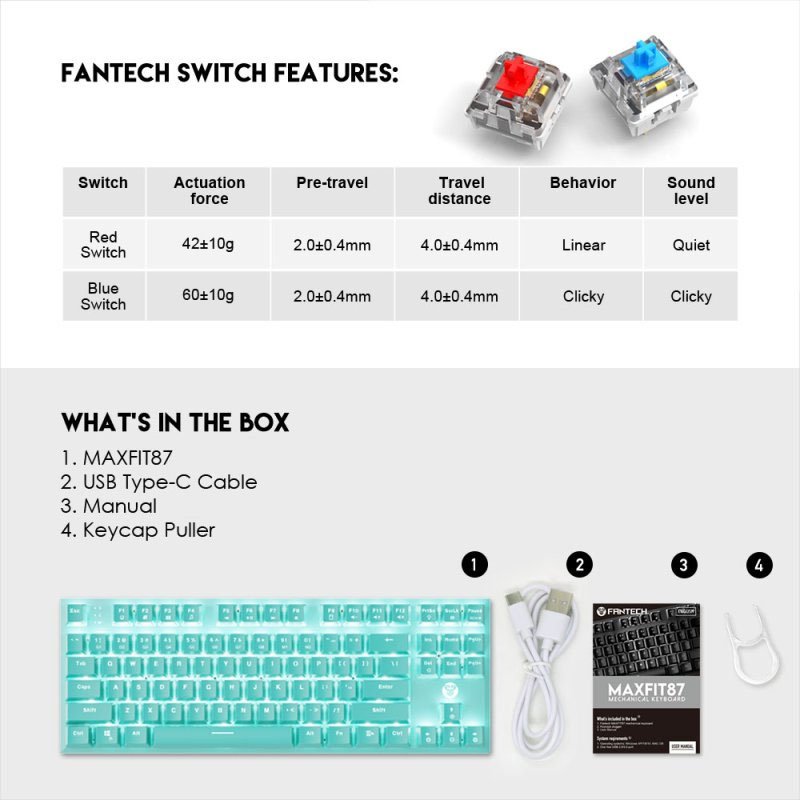 Fantech MK856 TKL Mechanical Keyboard - Blue Switch